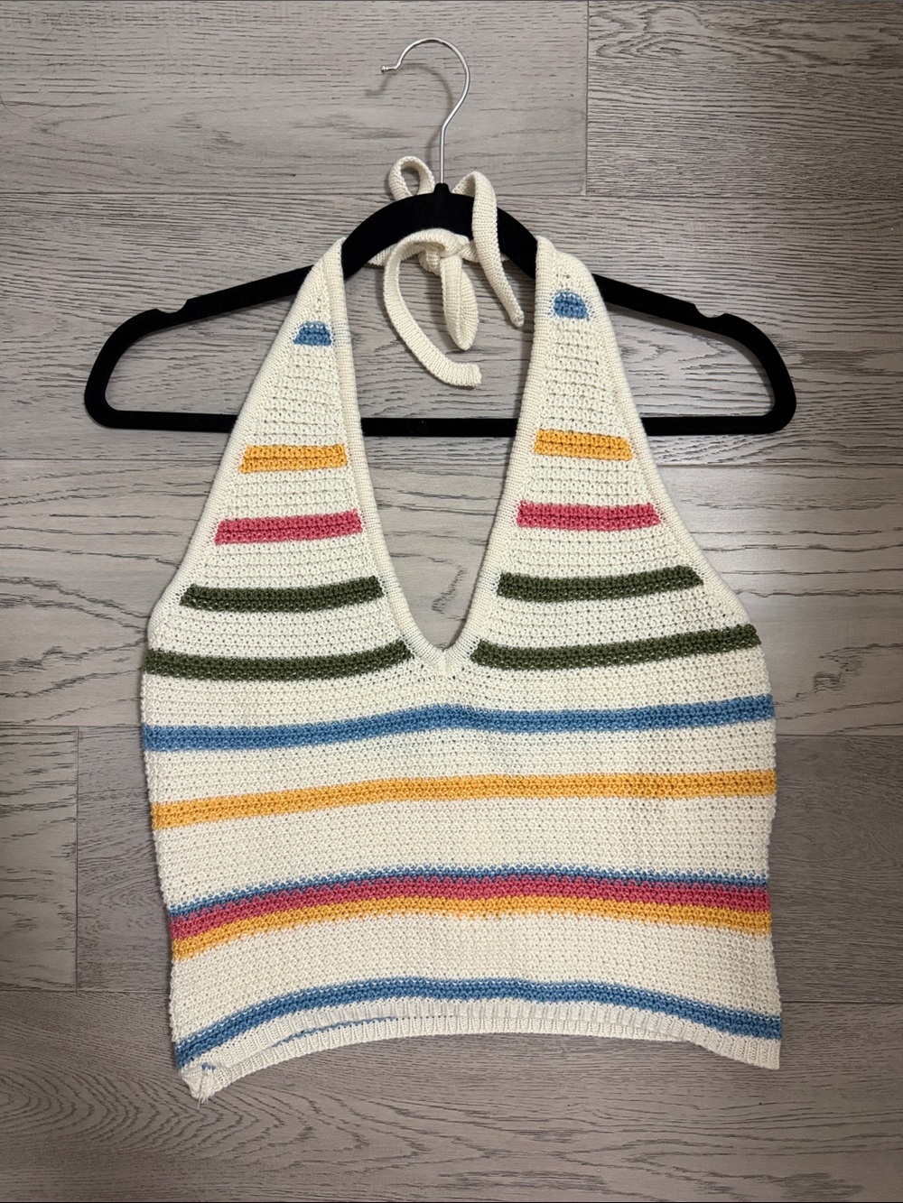 Zara Multicolored Crochet Halter Top